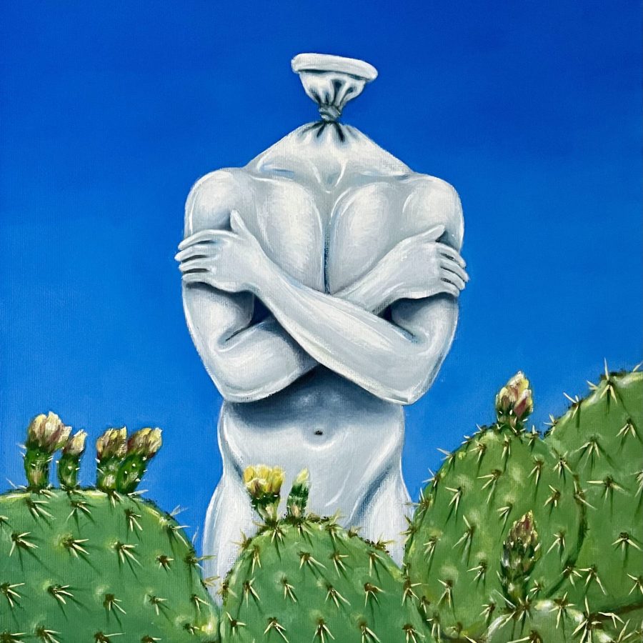 Comme un ballon blanc (et cactus)
2023 oil on canvas 38x26 cm